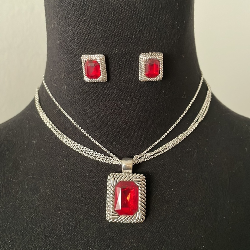 RMN SLIVER CHOKER NECKLACE w/ MATCHING EARRINGS